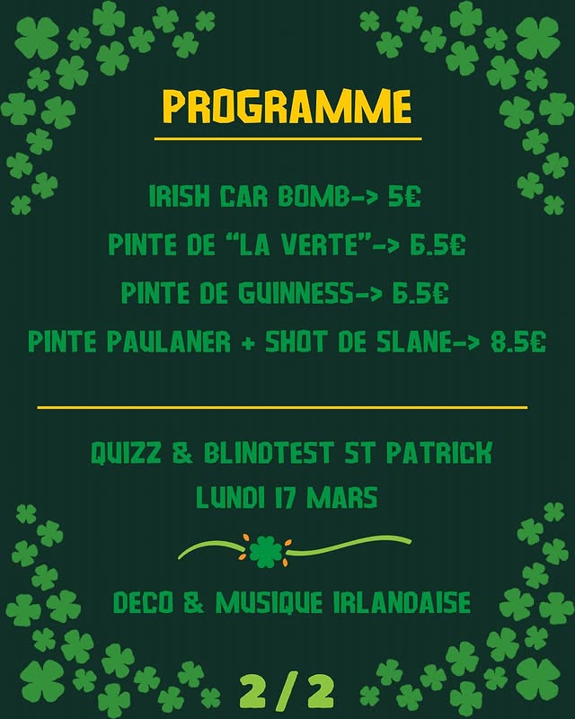 Saint-Patrick au Pub O’Clock - Quizz & Blind Test