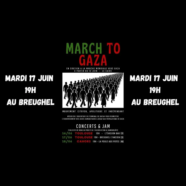 March to Gaza – Concert & Jam au Breughel