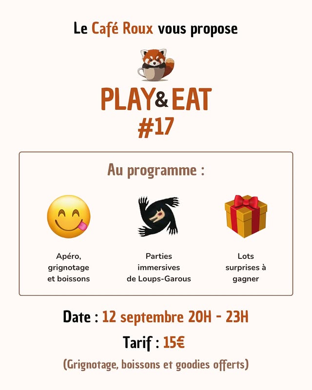 PLAY & EAT #17 - Soirée jeux au Café Roux