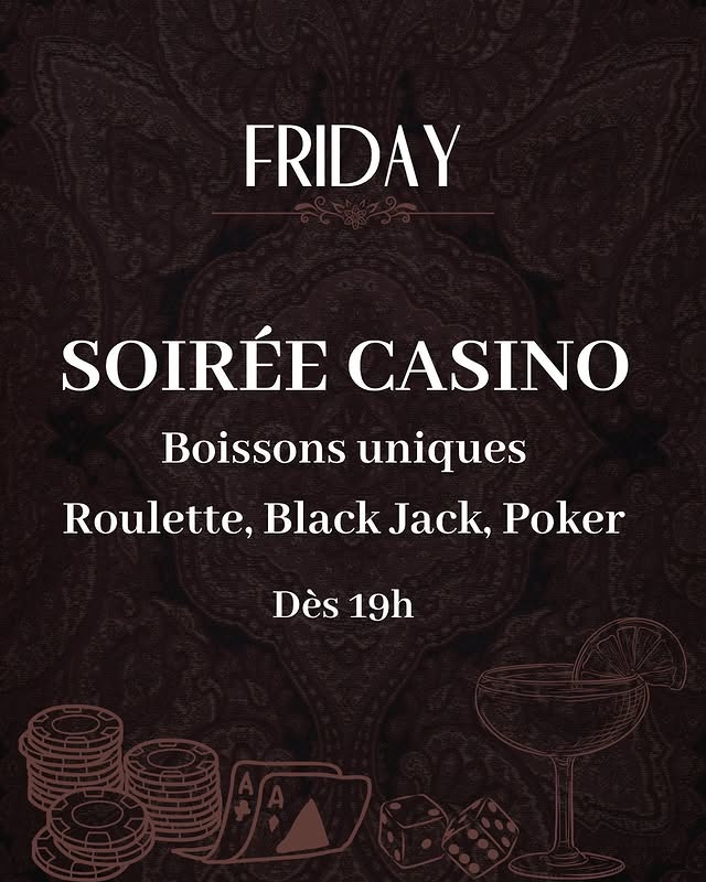 Soirée Casino (roulette, black jack, poker) — boissons spéciales