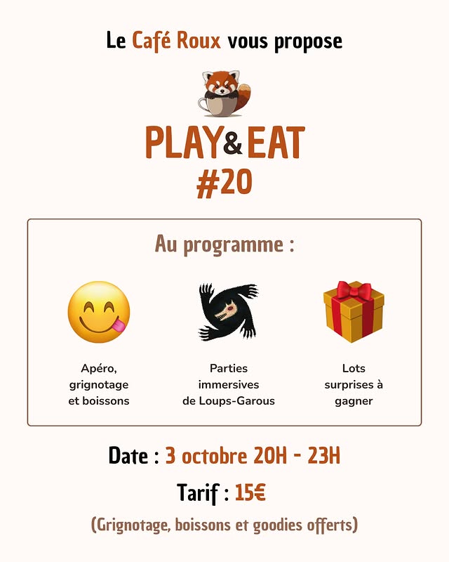 Play & Eat #20 — Soirée jeux au Café Roux