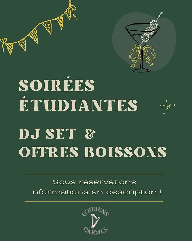 Soirées étudiantes (tous les jeudis) - O'Briens Carmes