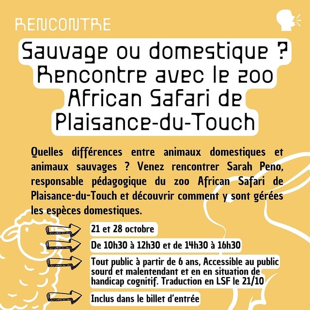 Sauvage ou domestique ? Rencontre avec le zoo African Safari (session 28 octobre)