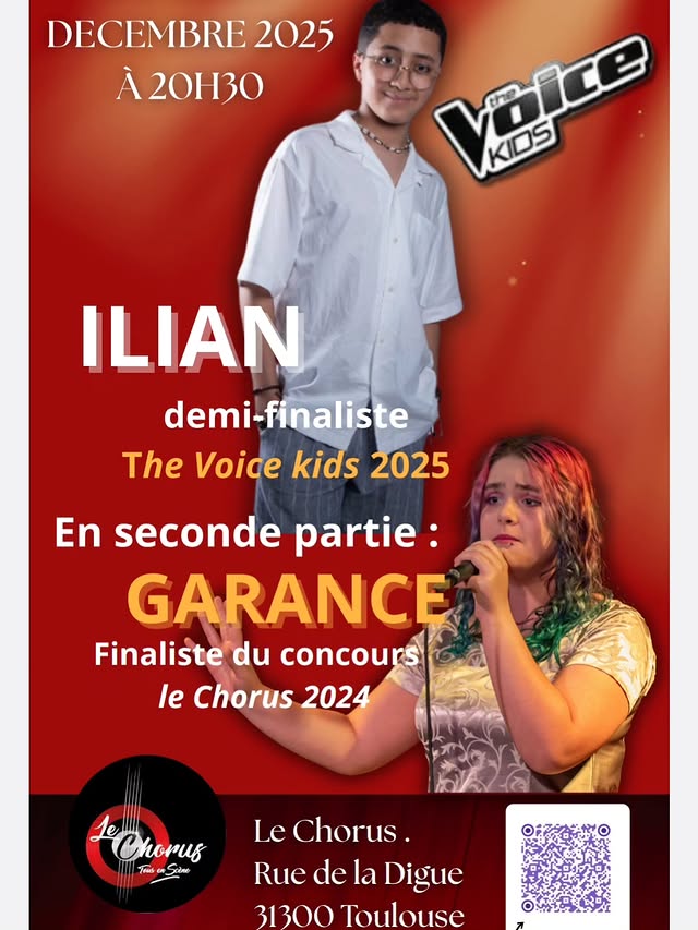 Ilian (The Voice Kids) — concert à Le Chorus (Garance en 2e partie)