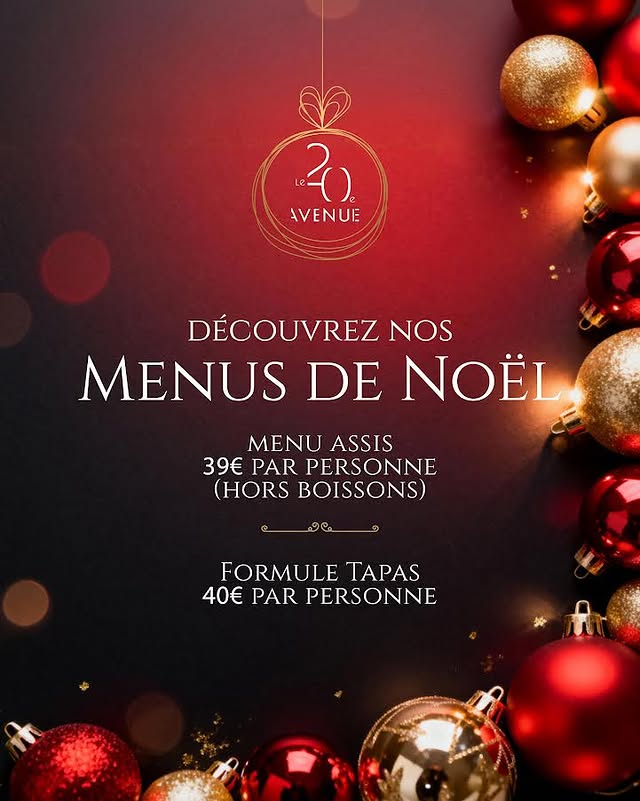 Noël Gourmand - Menu & Tapas de Noël au 20ème Avenue