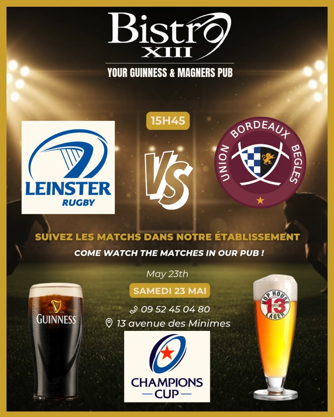 Finale Champions Cup : Leinster vs Union Bordeaux-Bègles