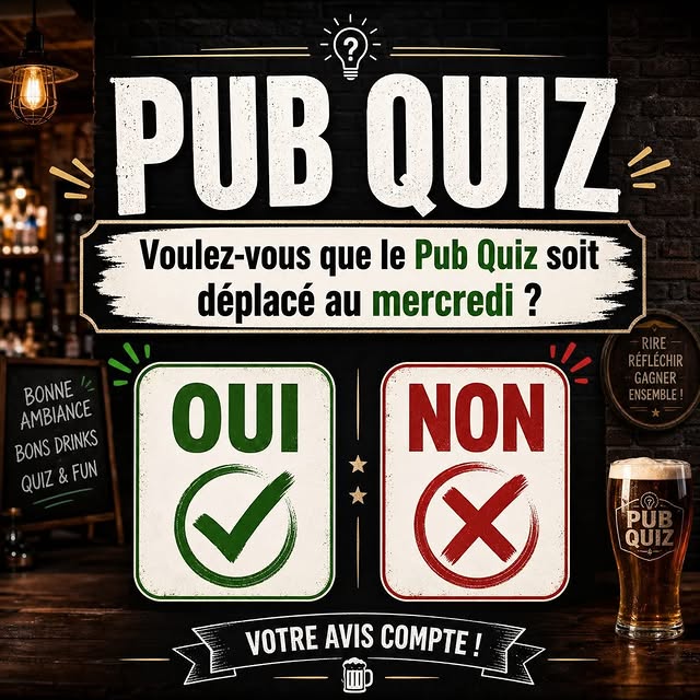 Pub Quiz (déplacement temporaire au mercredi)