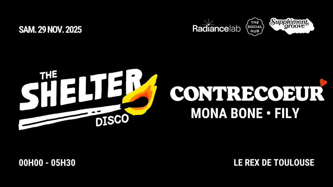 The Shelter Disco invite Contrecoeur, Mona Bone, Fily